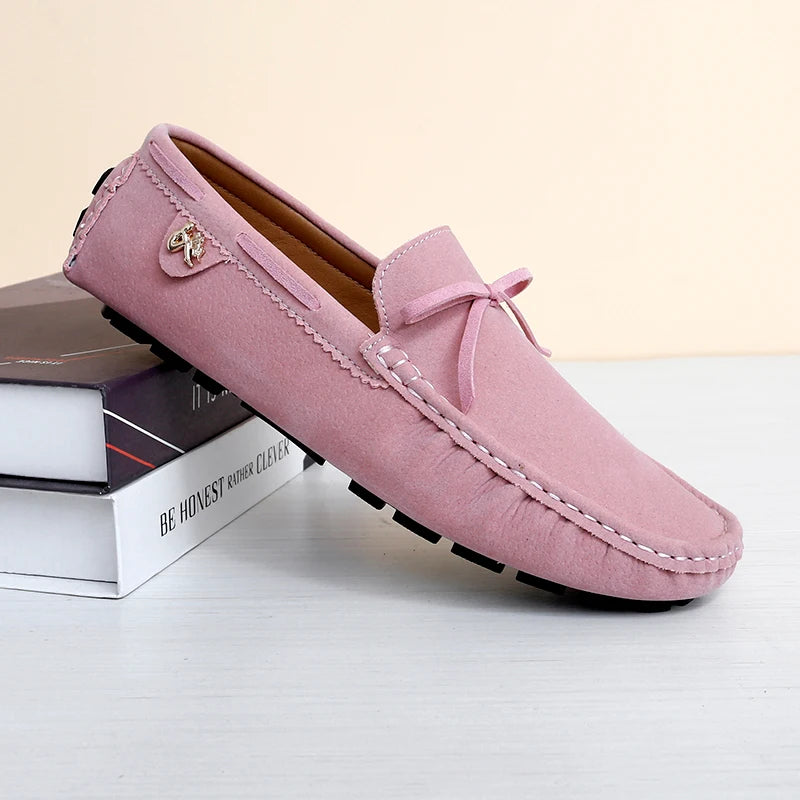 Pink Tassel Moccasin Loafers for Men – European Style Formal Dress & Party Shoes