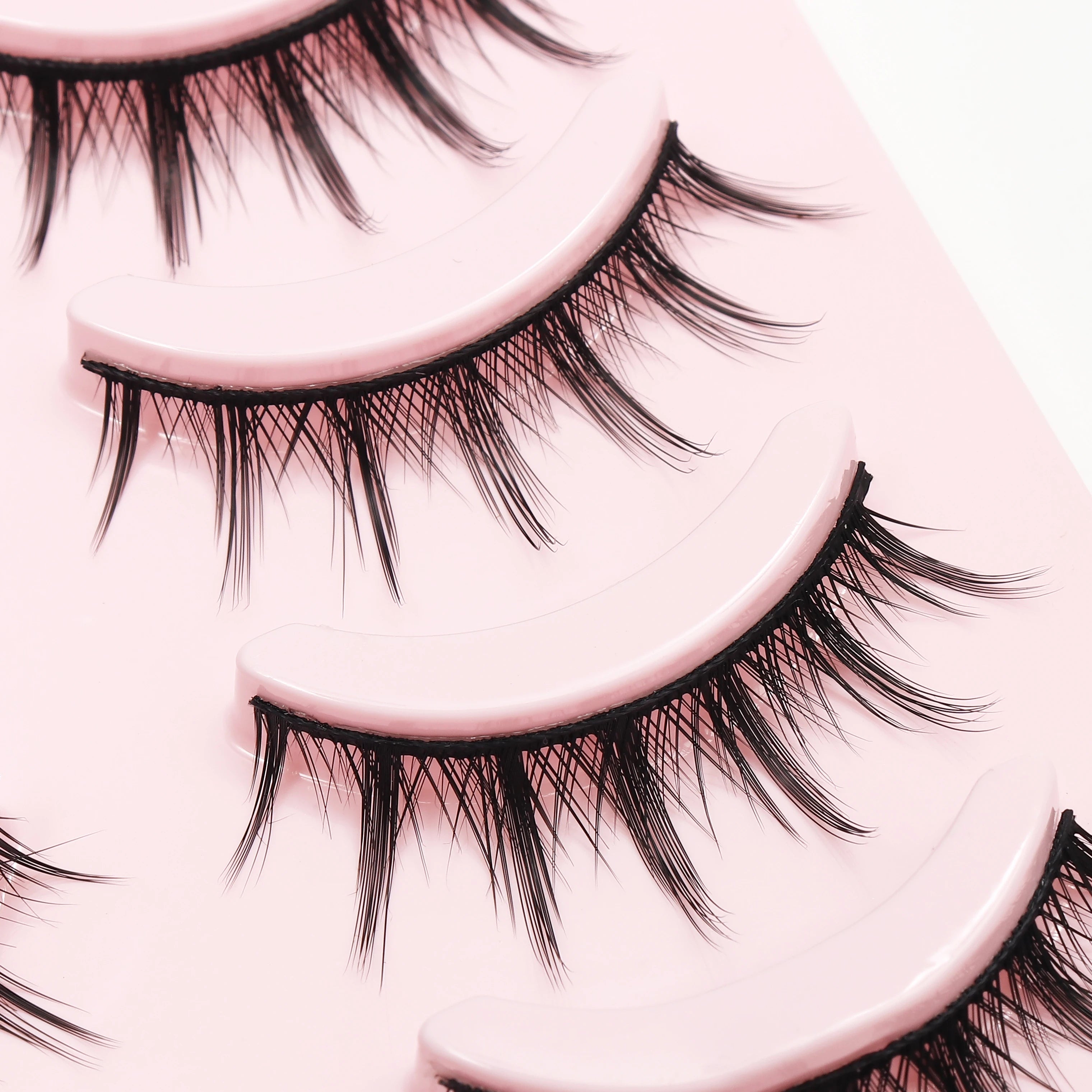 DINGSEN Anime Fake Eyelashes – 5 Pairs Natural Manga Lashes with Clear Band