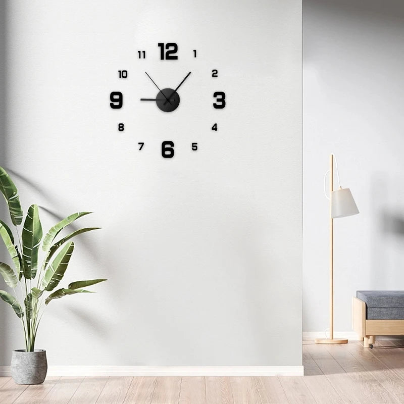 Creative Frameless DIY Wall Clock – Silent Home & Office Wall Decoration