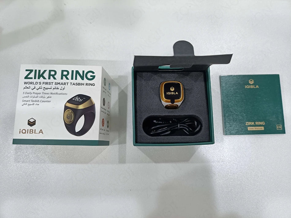 IQibla Smart Zikr Ring Digital Tasbih Counter with Prayer Reminder