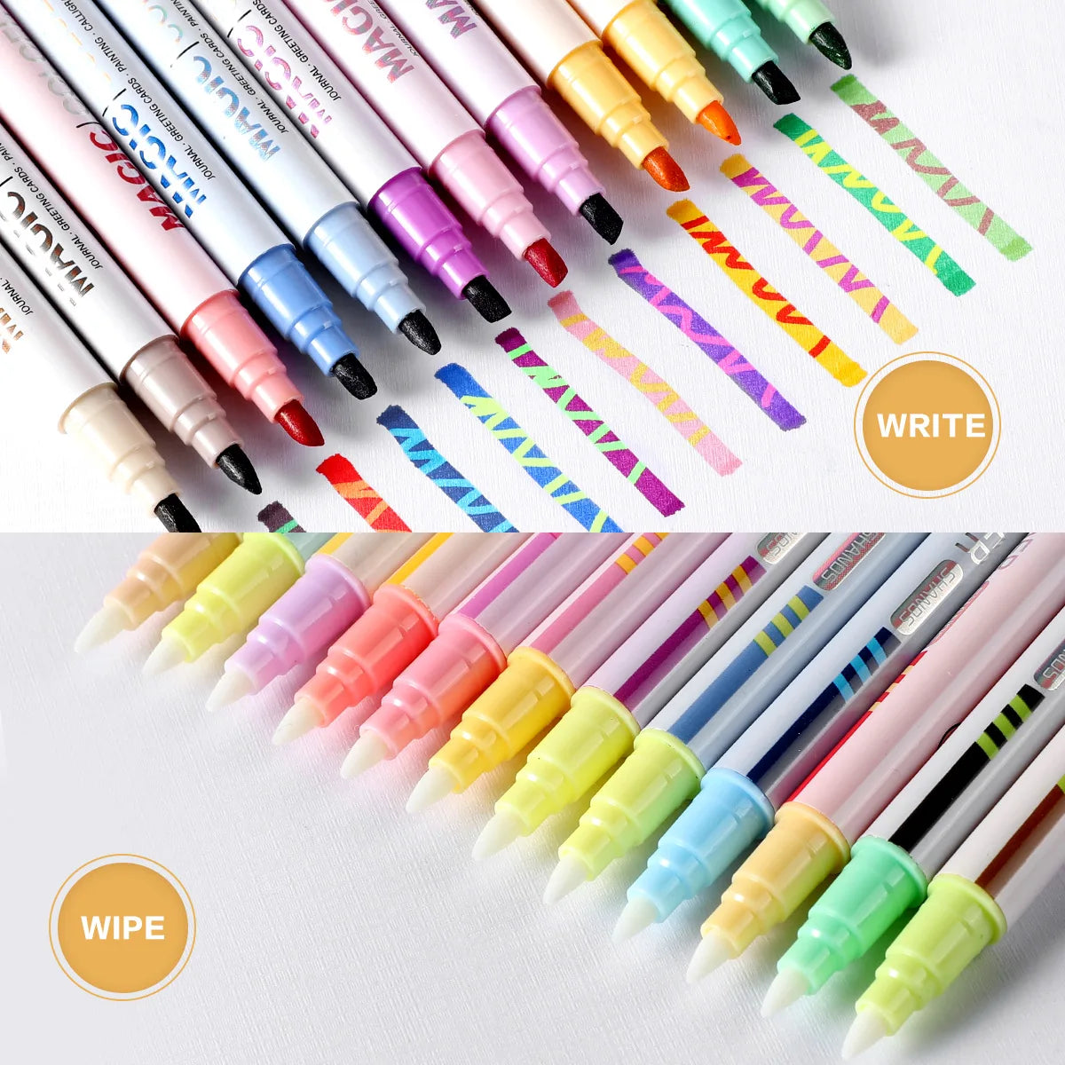 12pcs Magic Color-Changing Highlighter Pen Set – Double-Ended DIY Marker Pens for School, Office & Scrapbooking