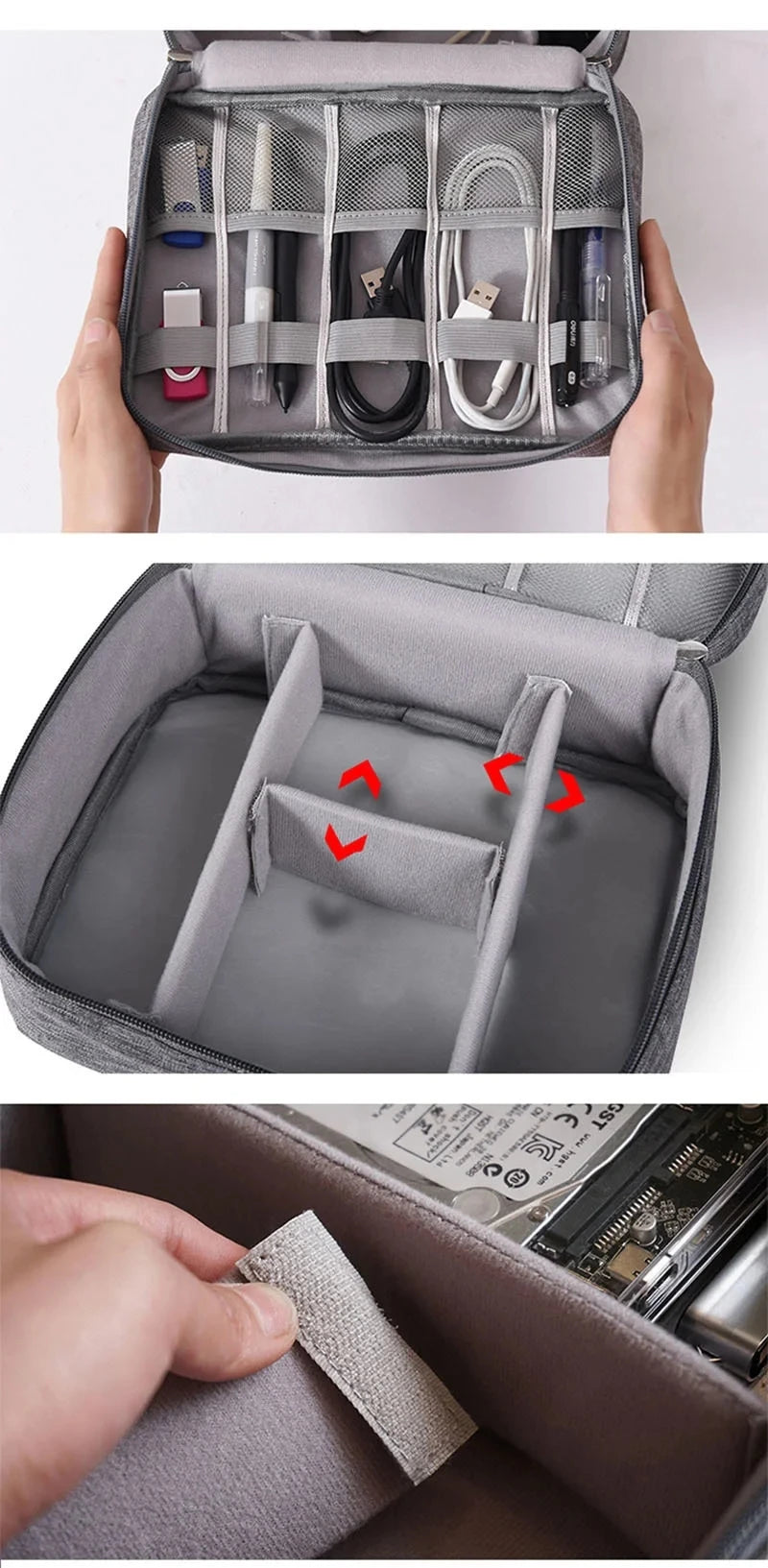 Waterproof Cable Storage Organizer Bag – Portable Travel Electronic Accessories Case for Cables & Chargers