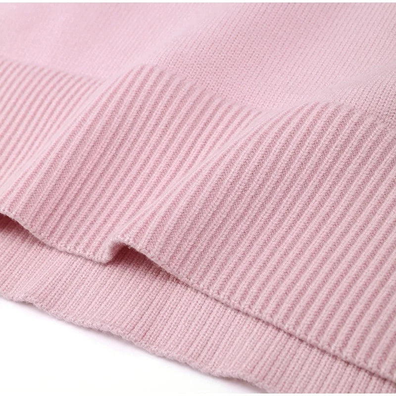 Tossy Pink Knit Sweater – Y2K Patchwork Loose Pullover for Women