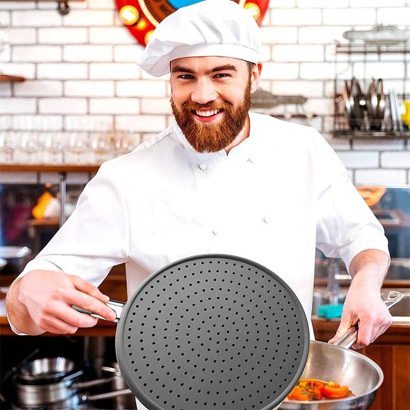 Silicone Kitchen Splatter Screen – Heat-Resistant Oil Splash Guard with Handle