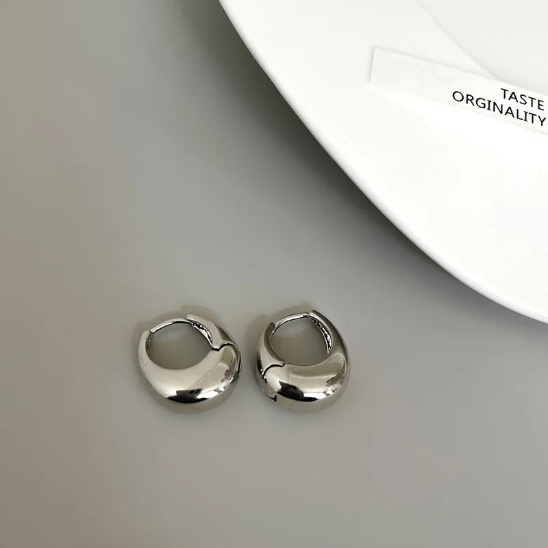 Stainless Steel Chunky Hoop Earrings – Smooth Round Circle Statement Jewelry for Women & Girls