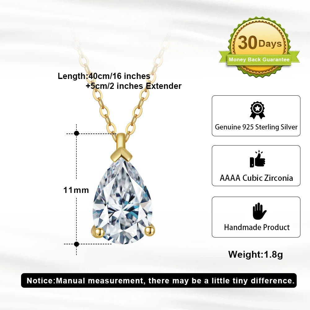 ORSA JEWELS 925 Sterling Silver Solitaire Cubic Zirconia Pendant Necklace – Classic Dainty Jewelry for Women
