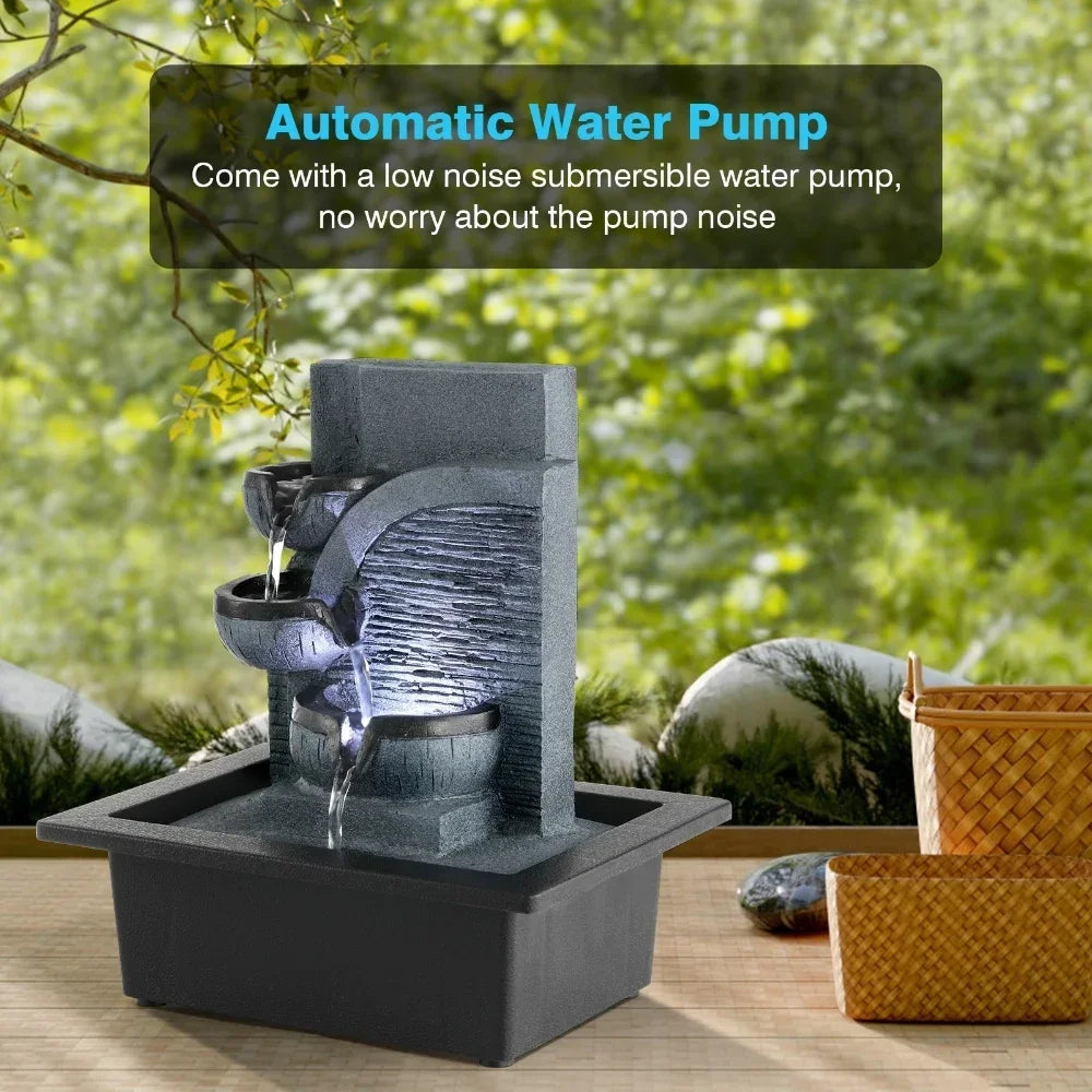 Mini Indoor Feng Shui Water Fountain – LED Geomantic Ball Tabletop Decoration