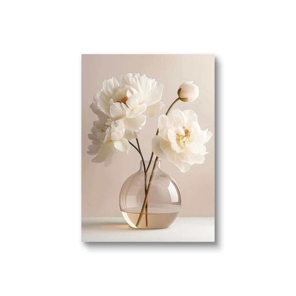1/3pcs Frameless Nordic Peony Canvas – Modern Floral Wall Art for Home Décor