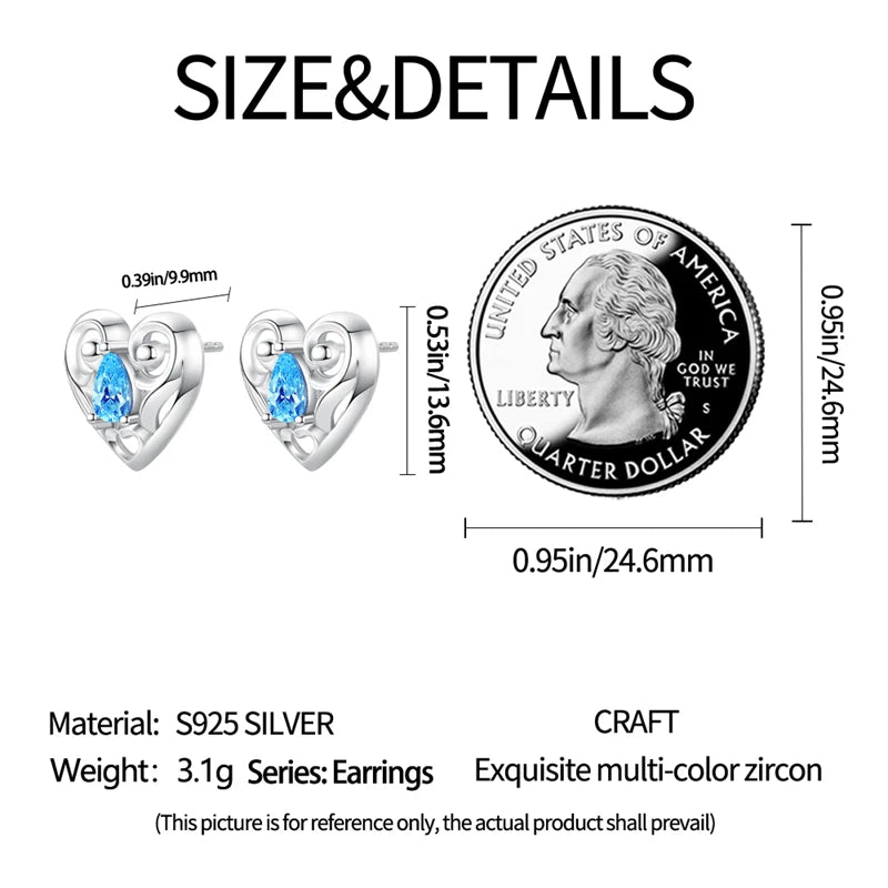 925 Sterling Silver Pink Heart Stud Earrings – Romantic Gift for Women