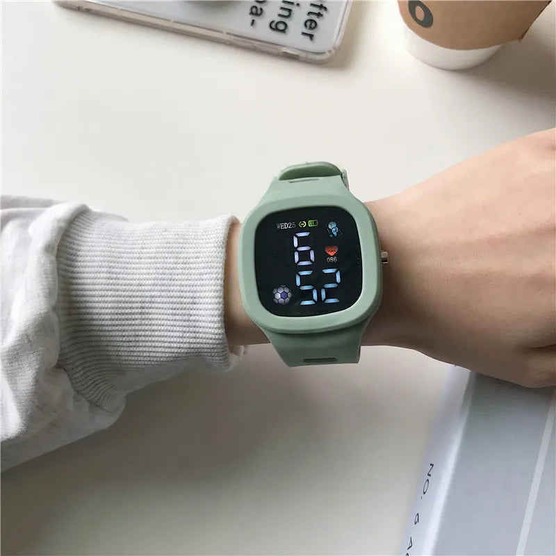 Unisex LED Digital Sports Watch Big Dial Waterproof Silicone