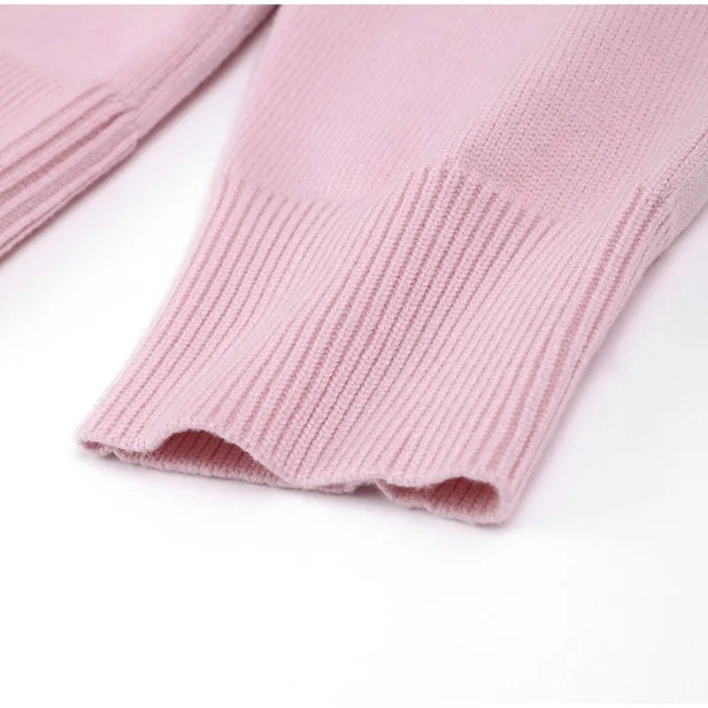 Tossy Pink Knit Sweater – Y2K Patchwork Loose Pullover for Women