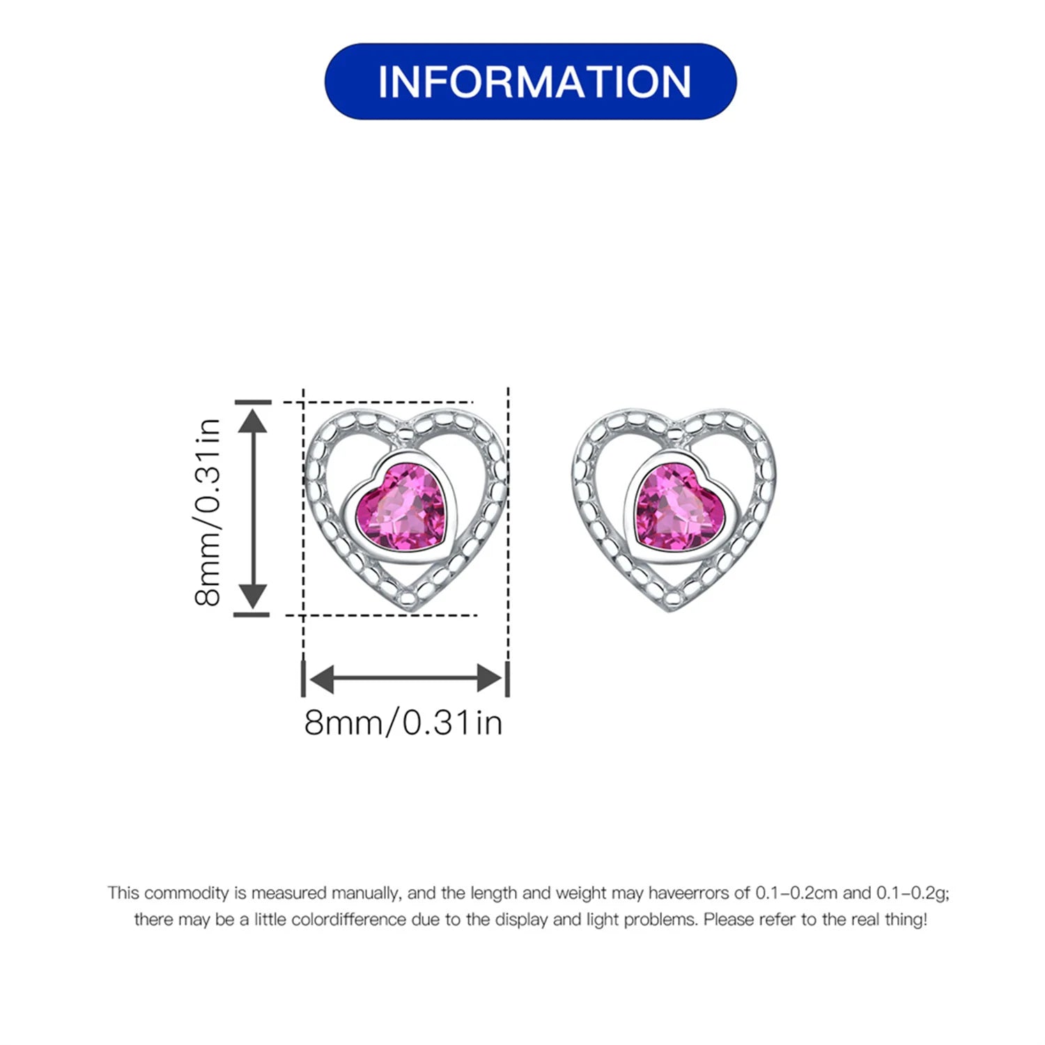 925 Sterling Silver Pink Heart Bow Stud Earrings – Elegant Gift for Women