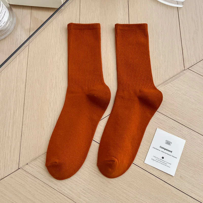 Japanese Fashion Sports Socks – Unisex Cotton Street Style Crew Socks for Autumn & Winter