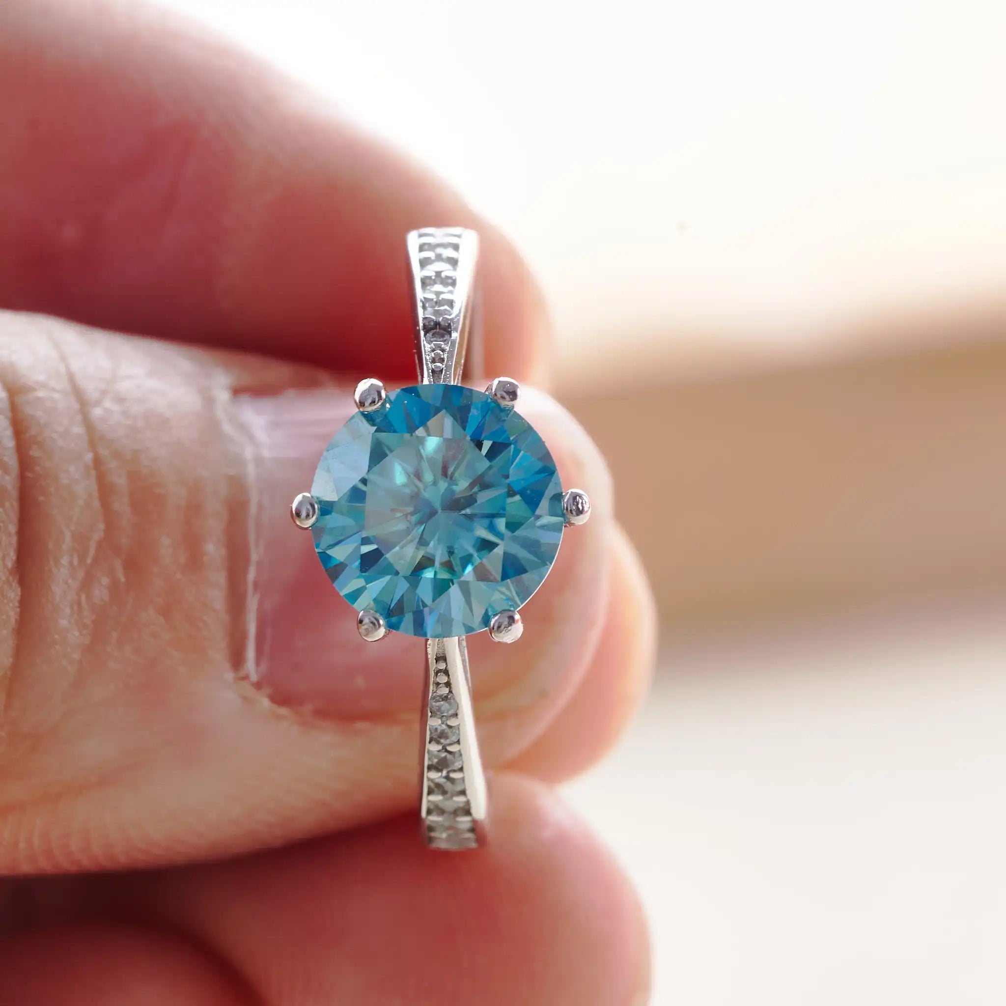 1/2/3 Carat Pink Moissanite Ring – 925 Sterling Silver Diamond-Test Wedding Band