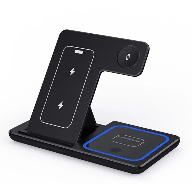 Foldable Wireless Charger Station for iPhone, Apple Watch & AirPods Fast Charging Dock