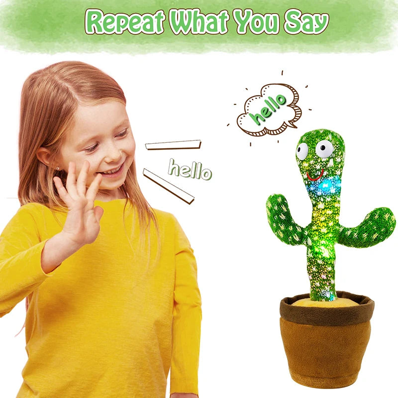 Dancing Cactus Plush Toy – 120 Songs Speaker Talking Voice Repeat for Kids