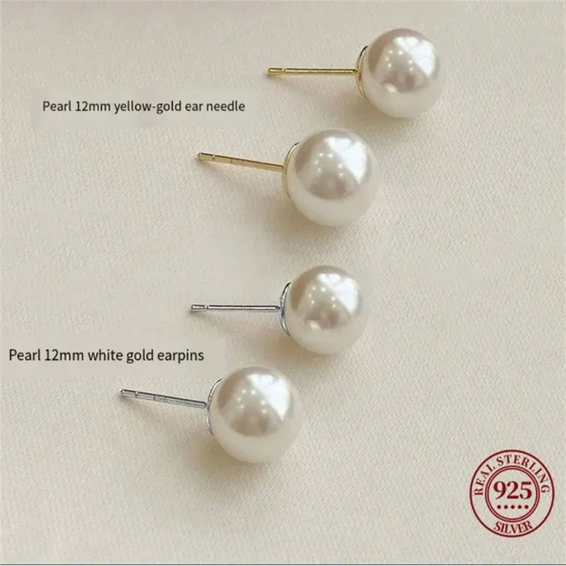SOMILIA 925 Sterling Silver Japan Pearl Stud Earrings – Elegant Ball Jewelry for Women