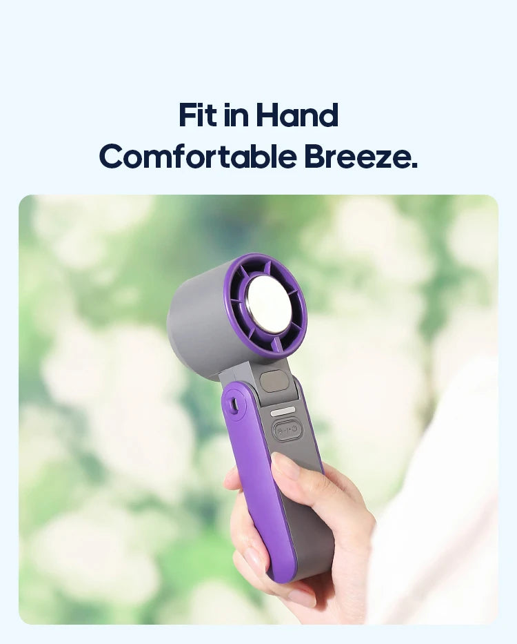 KINSCOTER Portable Air Cooling Turbo Fan 3600mAh 100 Wind Speeds Adjustable Outdoor Foldable Student Handheld Fan with Lanyard