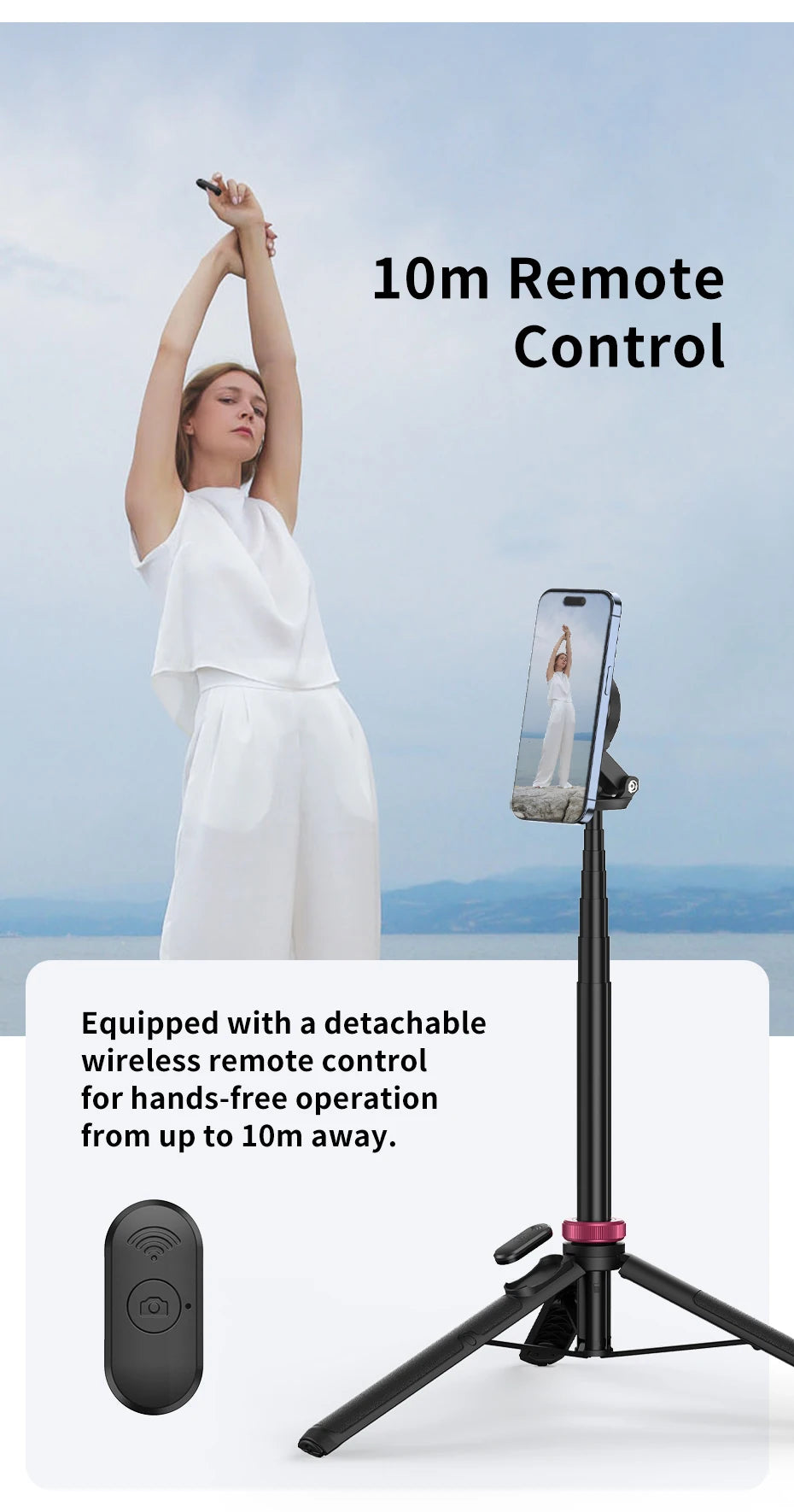 Ulanzi MT-84 1.53M Magsafe Selfie Stick Tripod Bluetooth Remote for iPhone 16/15 Vlog