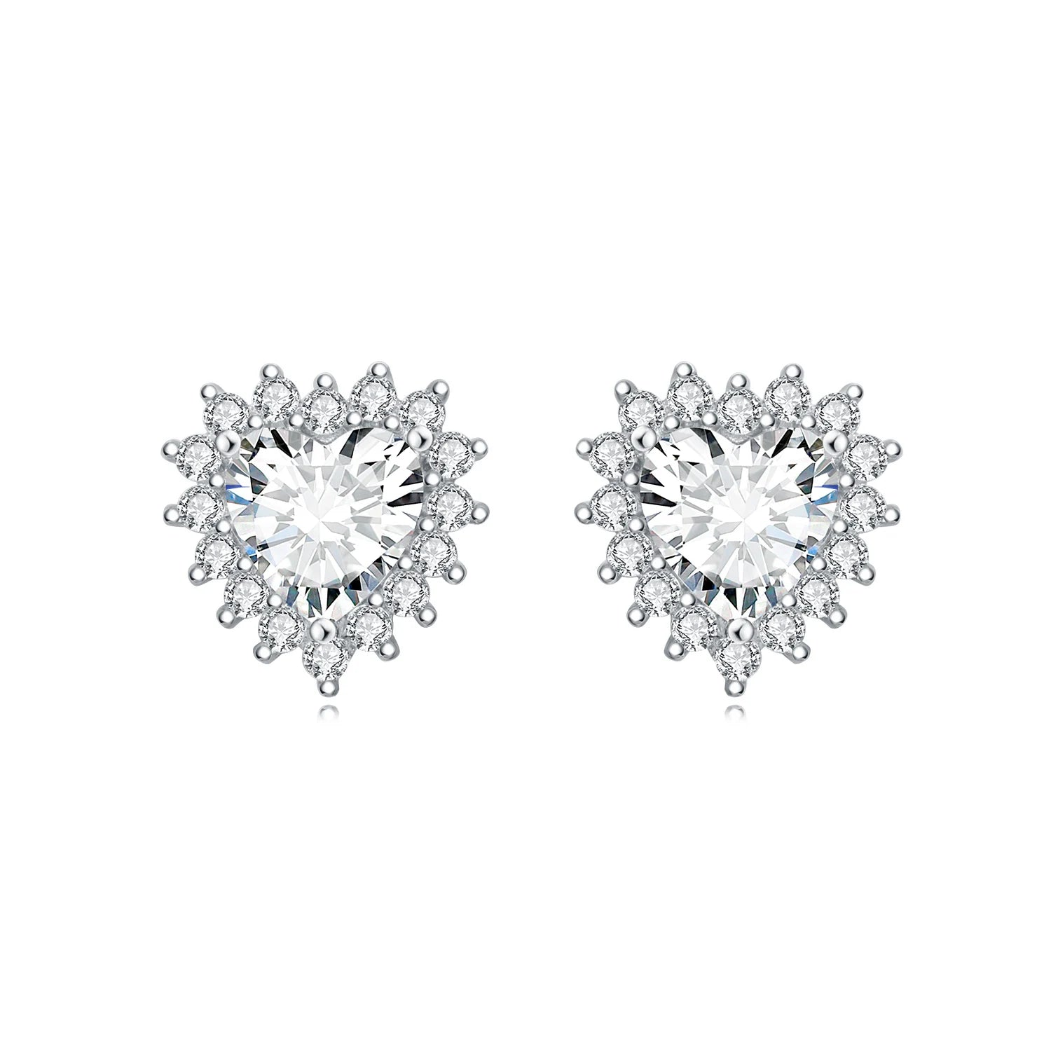 925 Sterling Silver Pink Heart Bow Stud Earrings – Elegant Gift for Women