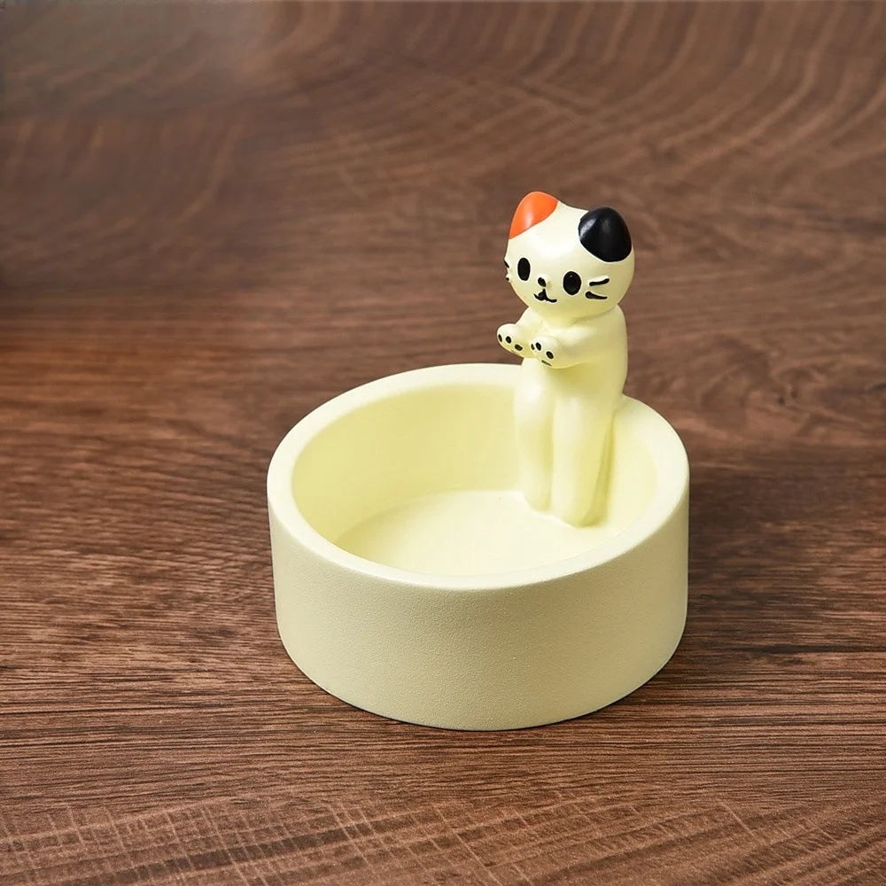 Cartoon Cat Tea Light Candle Holder – Cute Desktop Decorative Candlestick for Home & Office