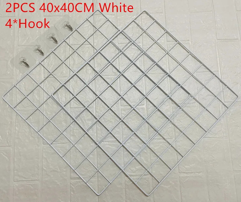 2/1pcs Iron Grid Wall Rack – INS Style Wall Decoration & Mesh Organizer Shelf for Home Display