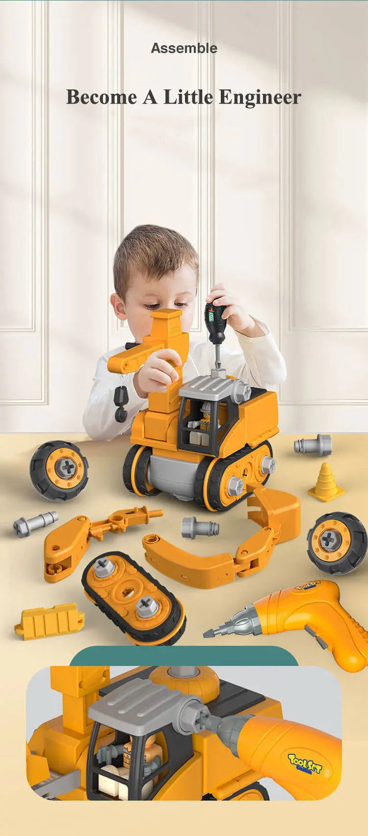Kids Electric Drill Tool Toy – Educational Engineering & Assembly Set for Boys