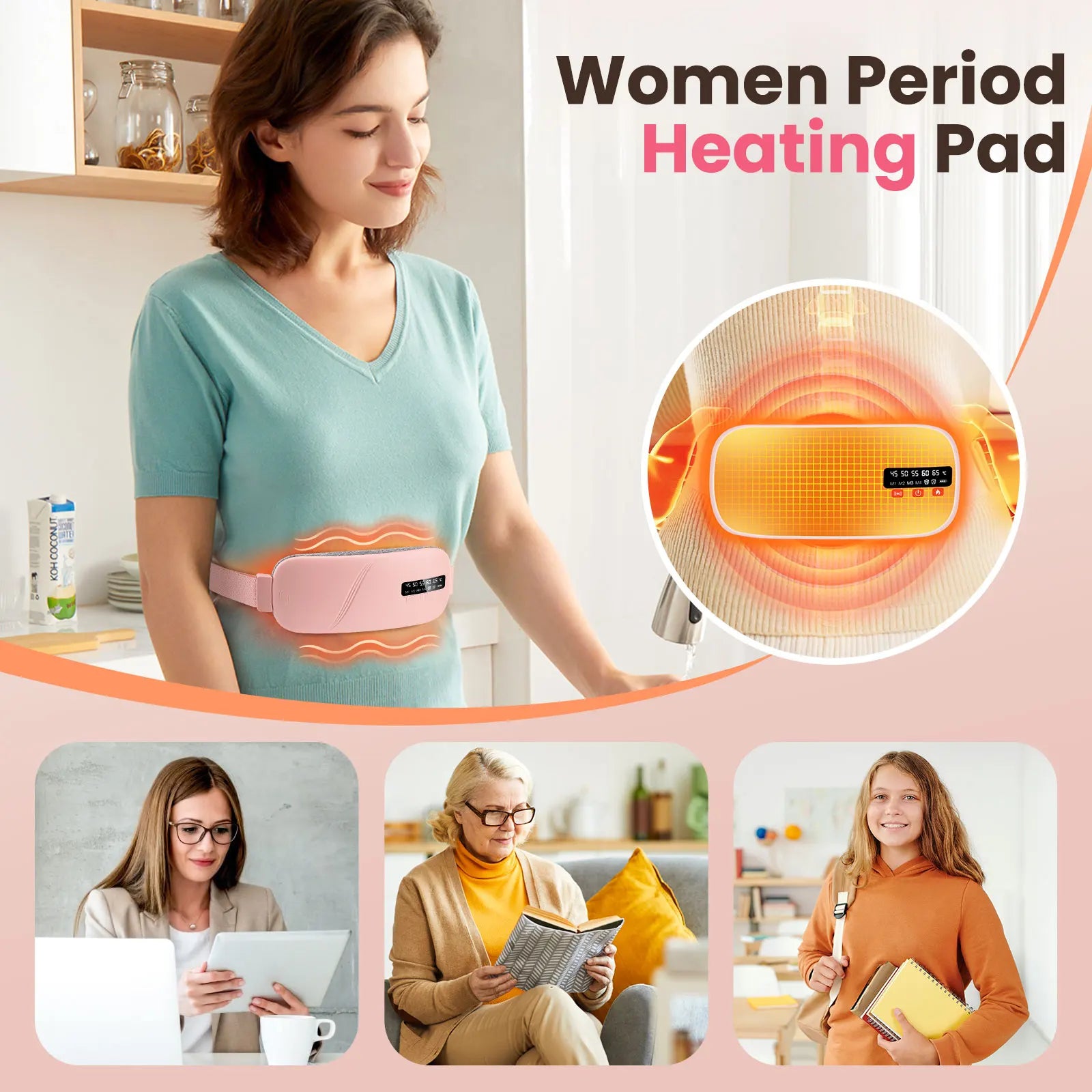 Rechargeable Heated Menstrual Waist Massager for Women