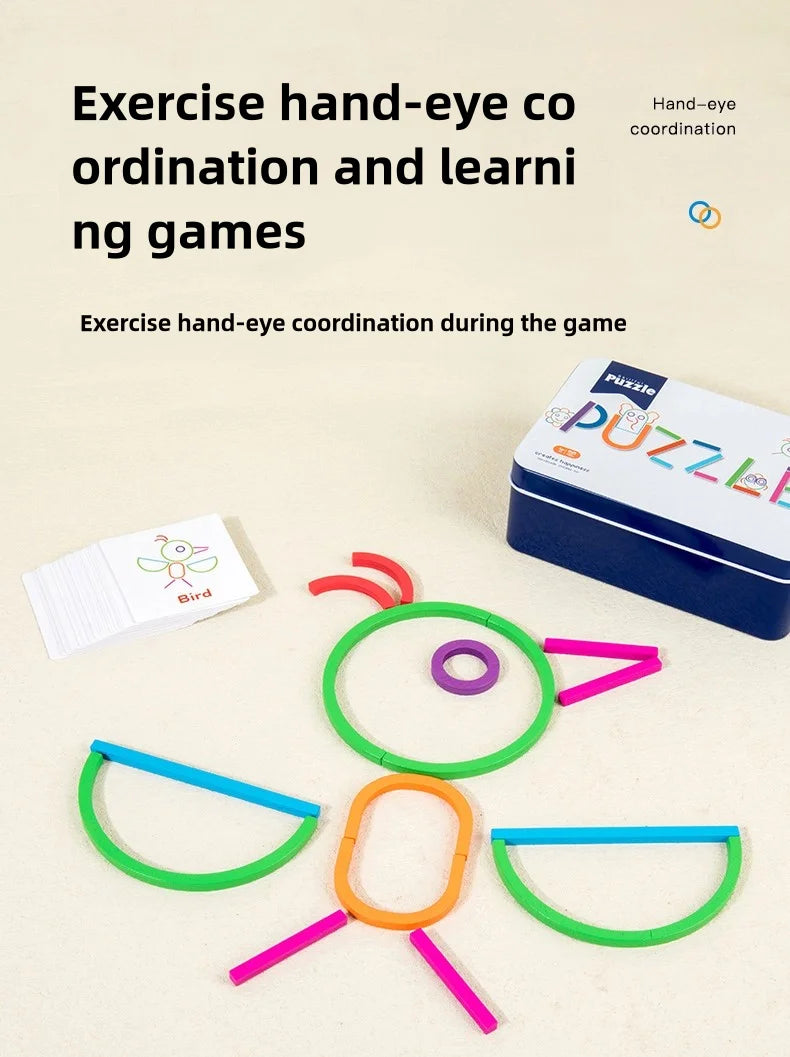 Kids Wooden Shape Board – Montessori Early Education Puzzle & Building Toy