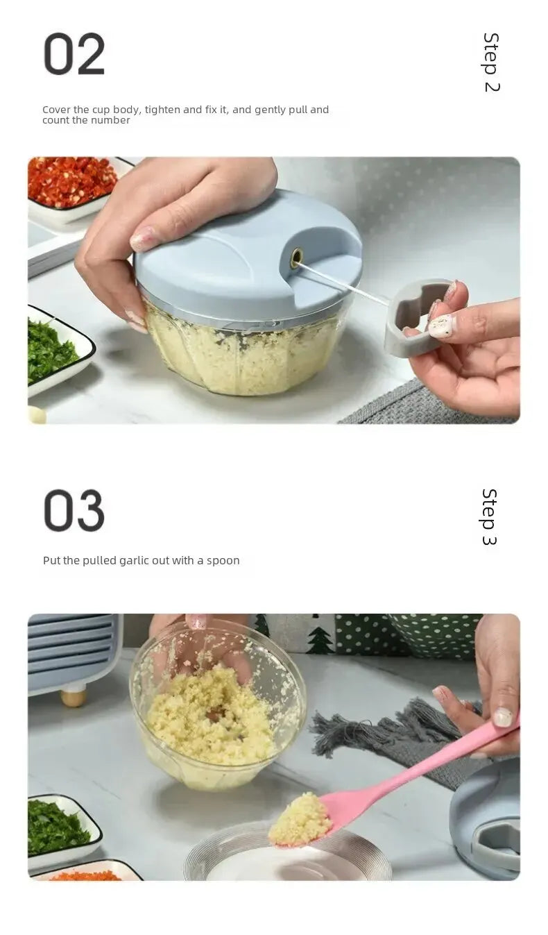 Manual Ginger & Garlic Grinder – Multifunctional Vegetable & Meat Cutter