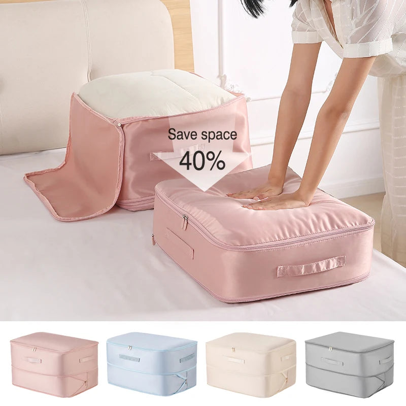 1pc Compression Organizer Bag Large Capacity Down Jacket Duvet Storage Bag Foldable Luggage Suitcase Organizer Compressed Travel