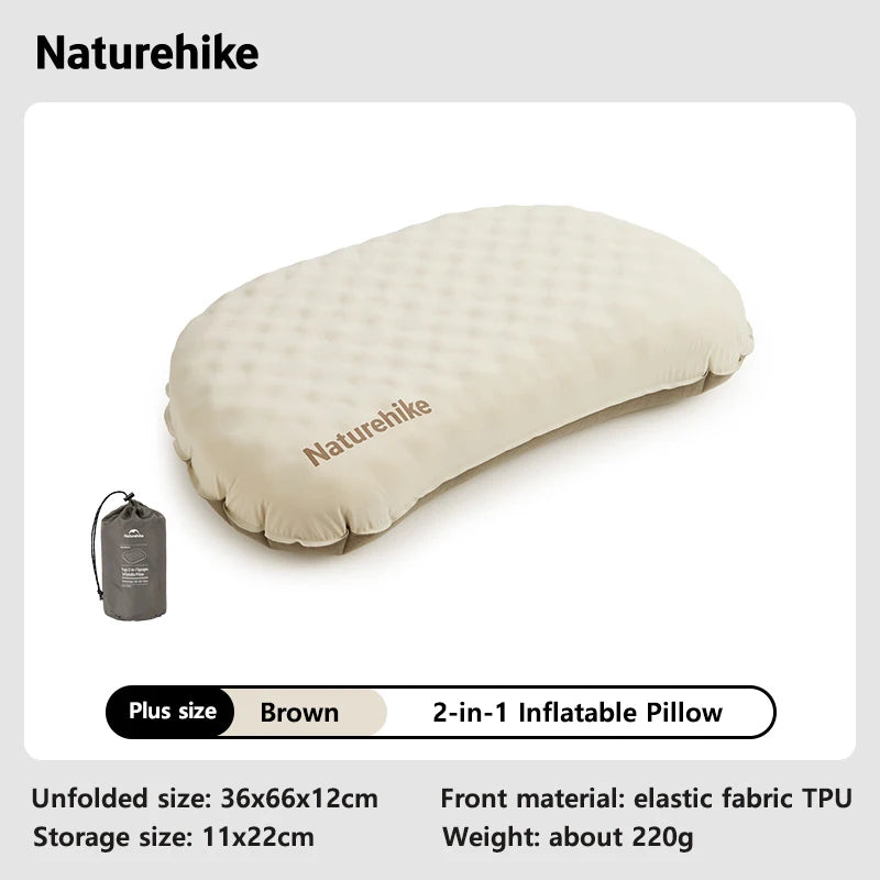 Naturehike 2-in-1 Camping Inflatable Pillow Portable Waterproof Adjustable Lumbar Neck Pillow Comfortable Outdoor Travel Pillow