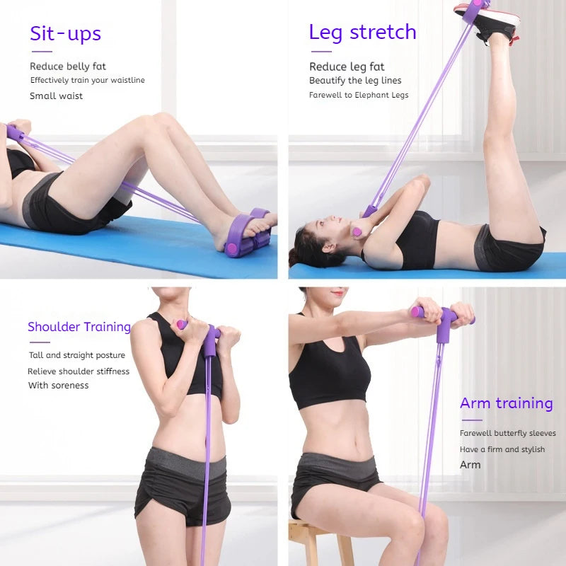 6-Tube Resistance Band Set – Multi-Function Fitness & Yoga Tension Rope with Pedal Puller