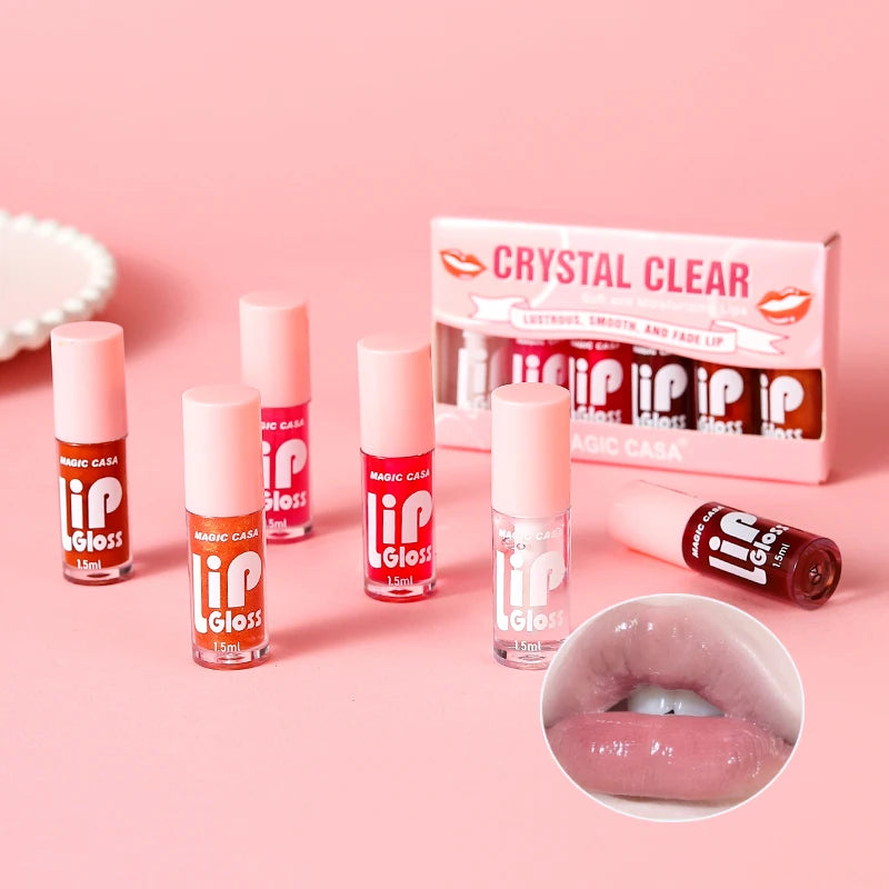 MAGIC CASA 6-Piece Jelly Lip Oil Set – Hydrating, Plumping & Long-Lasting Gloss