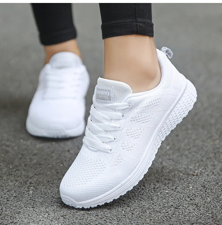 2025 Women’s Breathable Mesh Sneakers – Fashionable Lace-Up Trainers for Comfort & Style