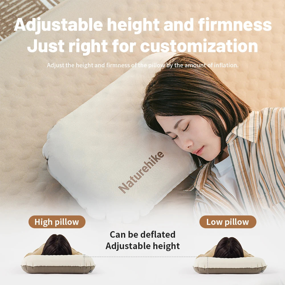 Naturehike Feather Bone 2-in-1 Foam Inflatable Pillow Waterproof Oilproof Stainproof Adjustable Soft Breathable Camp Travel Nap