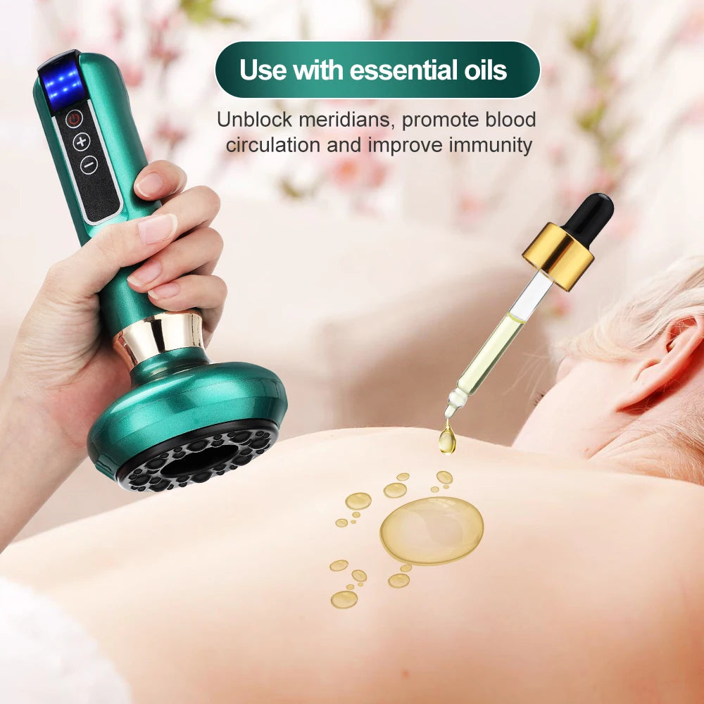 Electric Cupping Massager 6/12 Gear Vacuum Gua Sha Device – Anti-Cellulite Suction Heat Therapy Body Slimming Tool