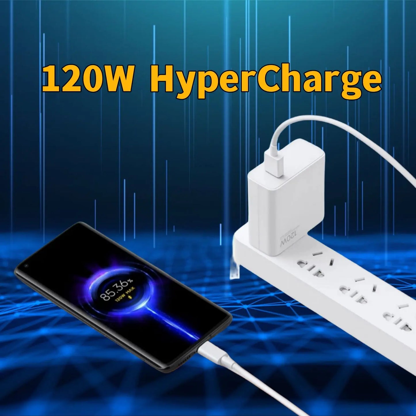 Xiaomi Original 120W Turbo Fast Charger – HyperCharge Adapter with USB-C Cable for Redmi & Mi Series (EU/US Plug)