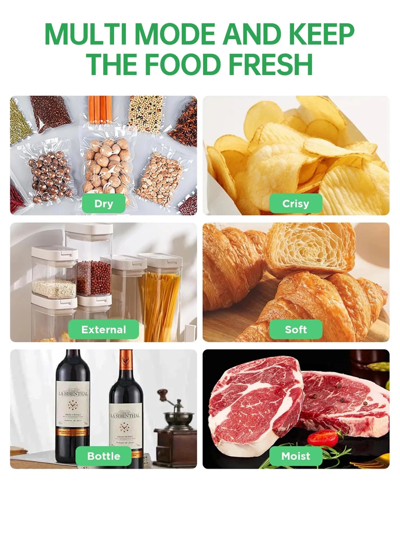 Portable USB charging vacuum sealer - a multifunctional food sealer with sealing, external suction, and inflation functions,
