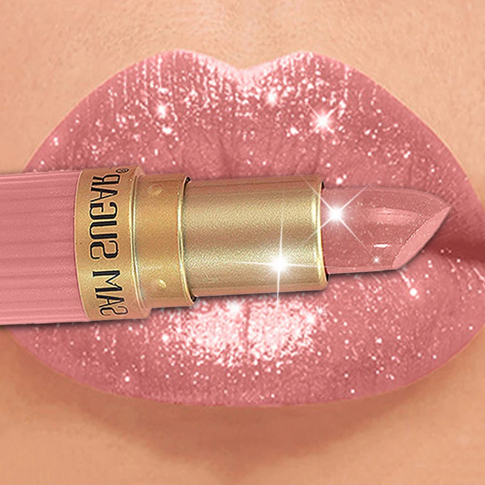 Pearlescent Pink Glitter Velvet Lipstick – Metallic, Waterproof, Long-Lasting Matte Shimmer Diamond Lipstick