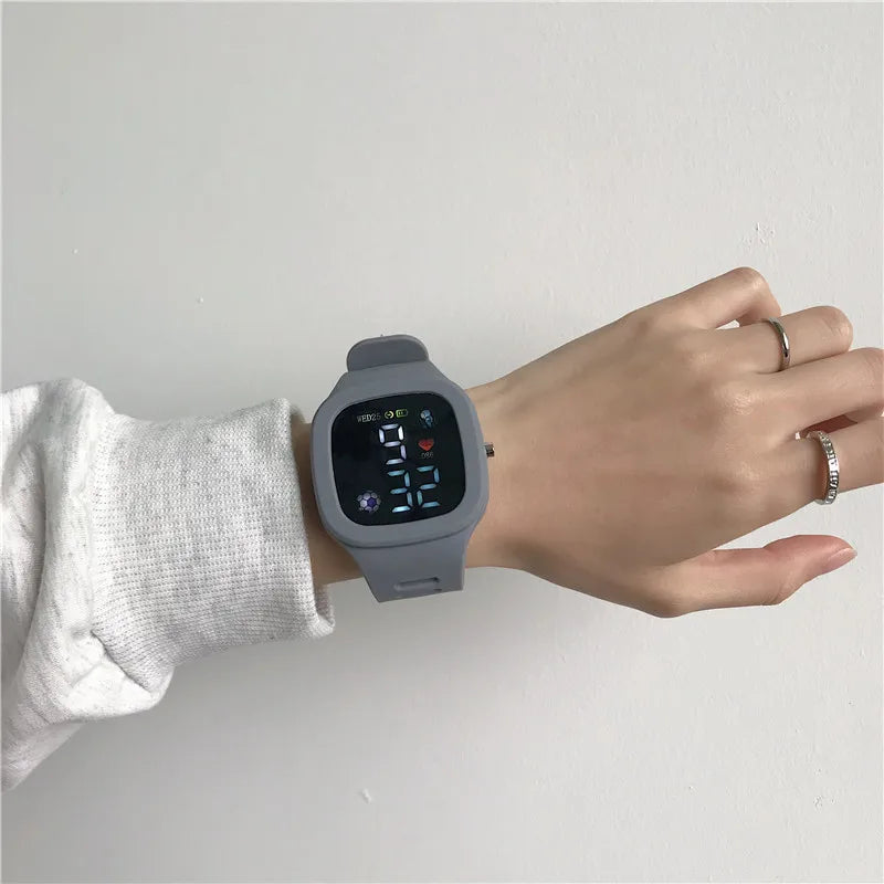 Unisex LED Digital Sports Watch Big Dial Waterproof Silicone