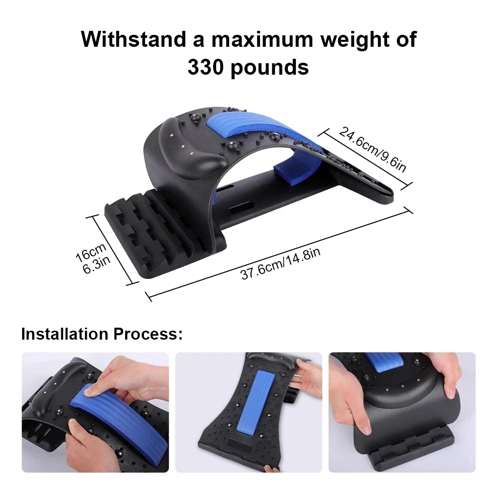 Adjustable 4-Level Back Stretcher & Lumbar Spine Massager