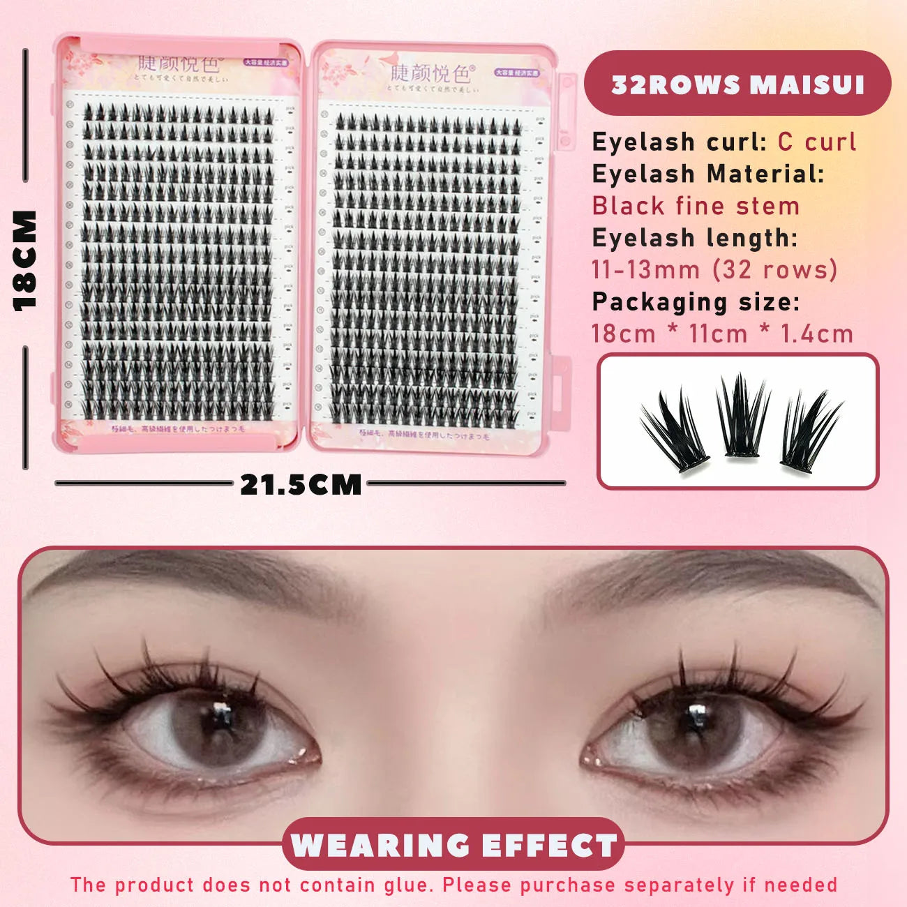 32 Rows Large Capacity Eyelash Extensions Professional Individual Cluster DIY Natural False Lashes