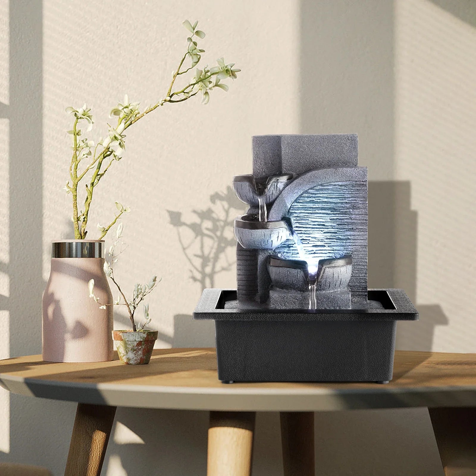 Mini Indoor Feng Shui Water Fountain – LED Geomantic Ball Tabletop Decoration