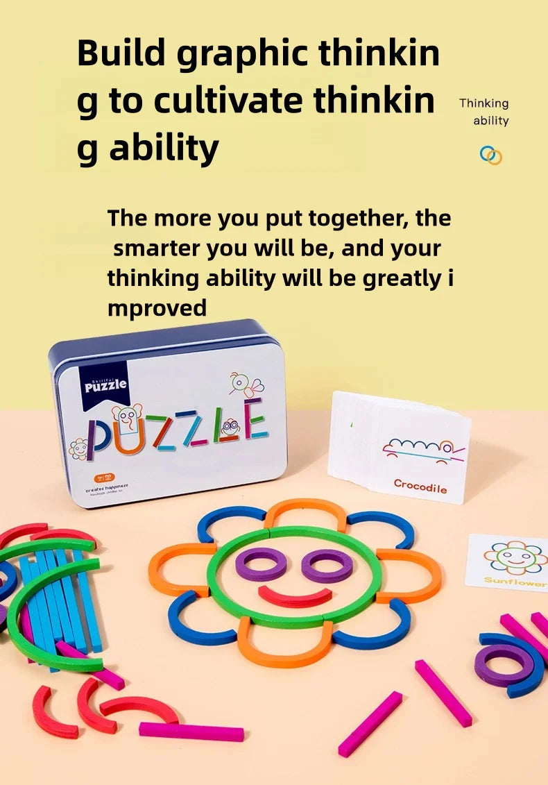 Kids Wooden Shape Board – Montessori Early Education Puzzle & Building Toy