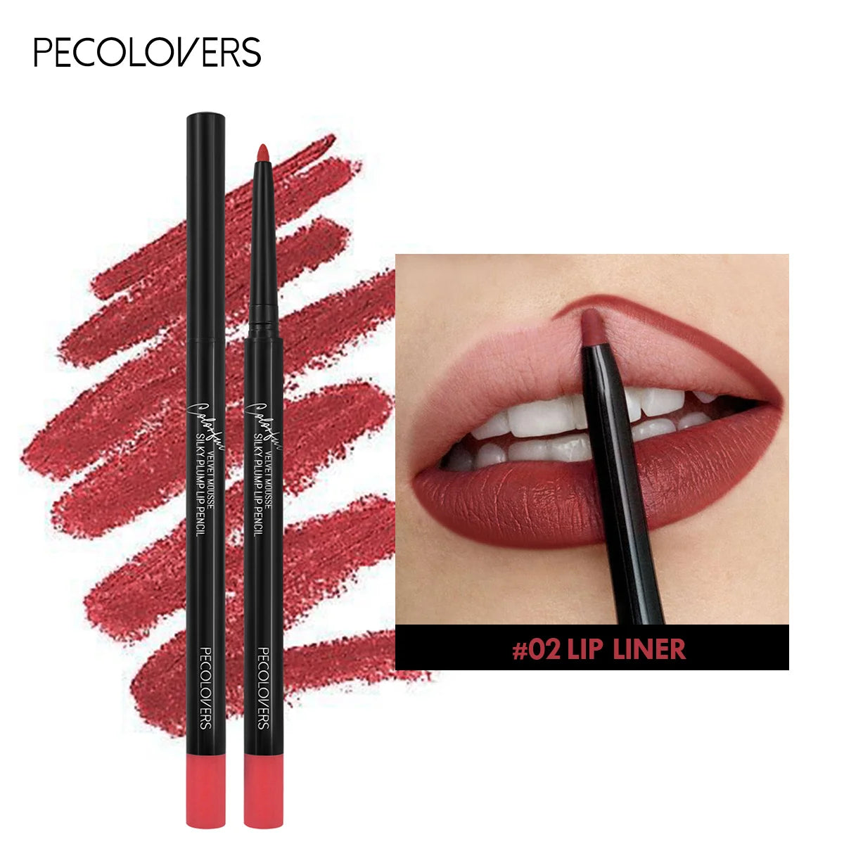 Waterproof Matte Lipliner Pencil – Red Contour Lipstick, Long-Lasting, Non-Stick & Moisturizing (12 Colors)