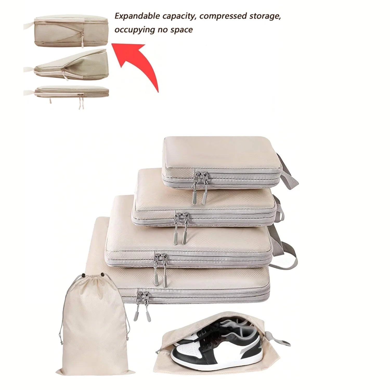 Set/8 pcs Compressible Packing Travel Storage Bag Cubes Waterproof Suitcase Nylon Portable With Handbag Luggage Organizer Ryanai