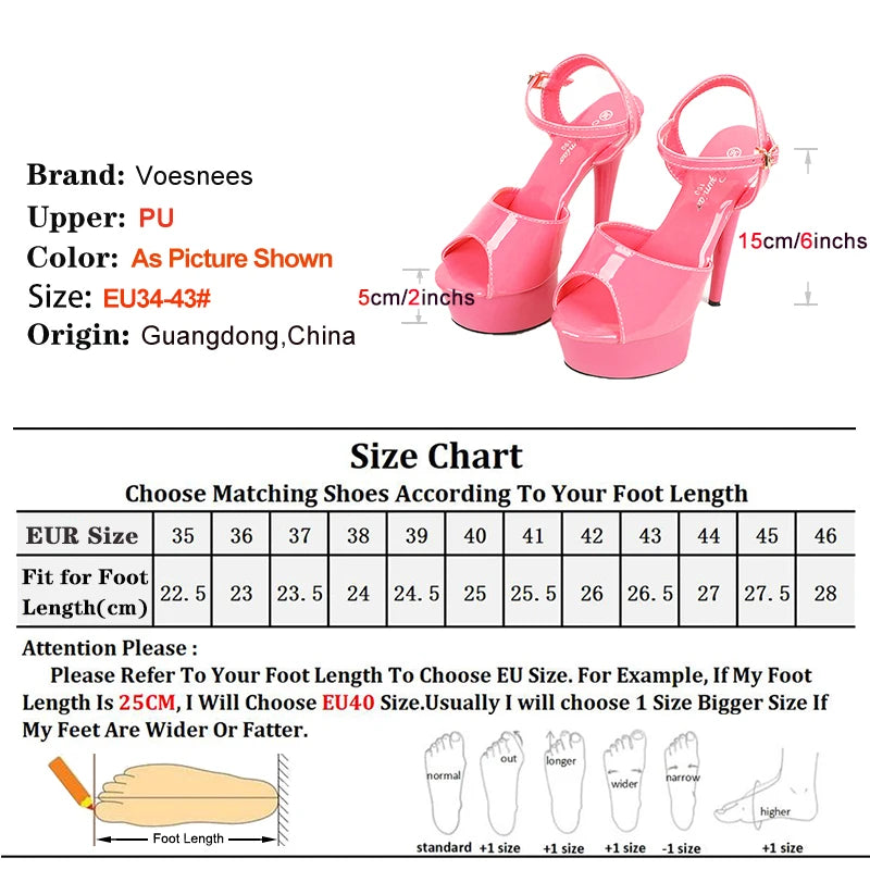 Pink 15CM Stiletto Platform Heels – Sexy Ankle Strap Party Sandals for Women