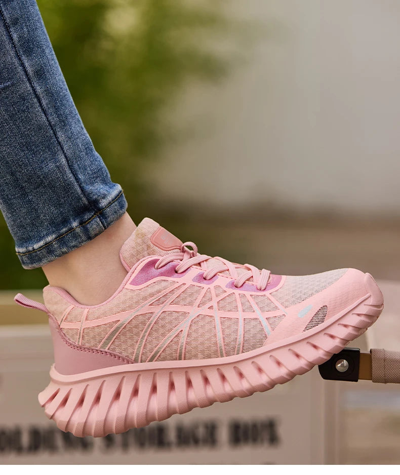 Pink Women’s Steel Toe Work Sneakers – Lightweight Safety Shoes Anti-Smash & Anti-Puncture