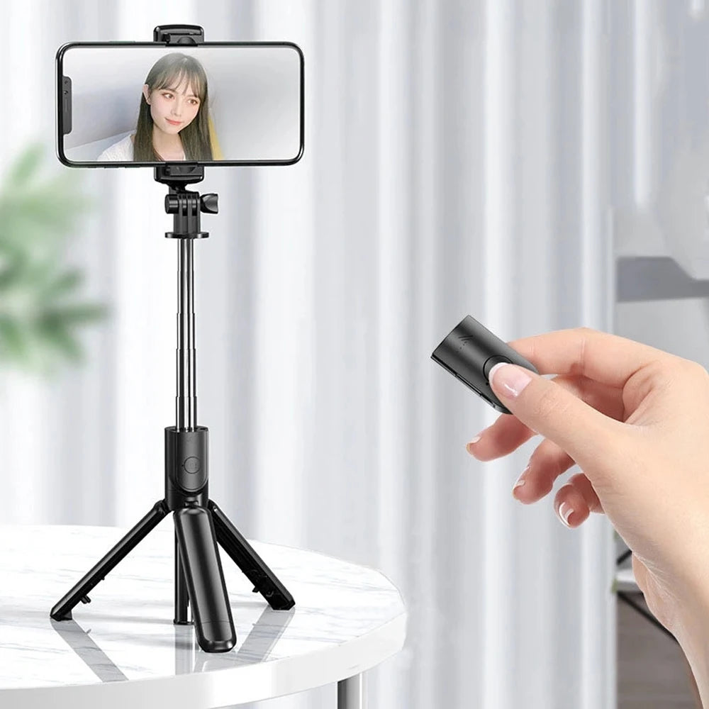 Wireless Bluetooth Selfie Stick Tripod with Fill Light & Remote – Foldable Portable Phone Stand for iPhone & Android